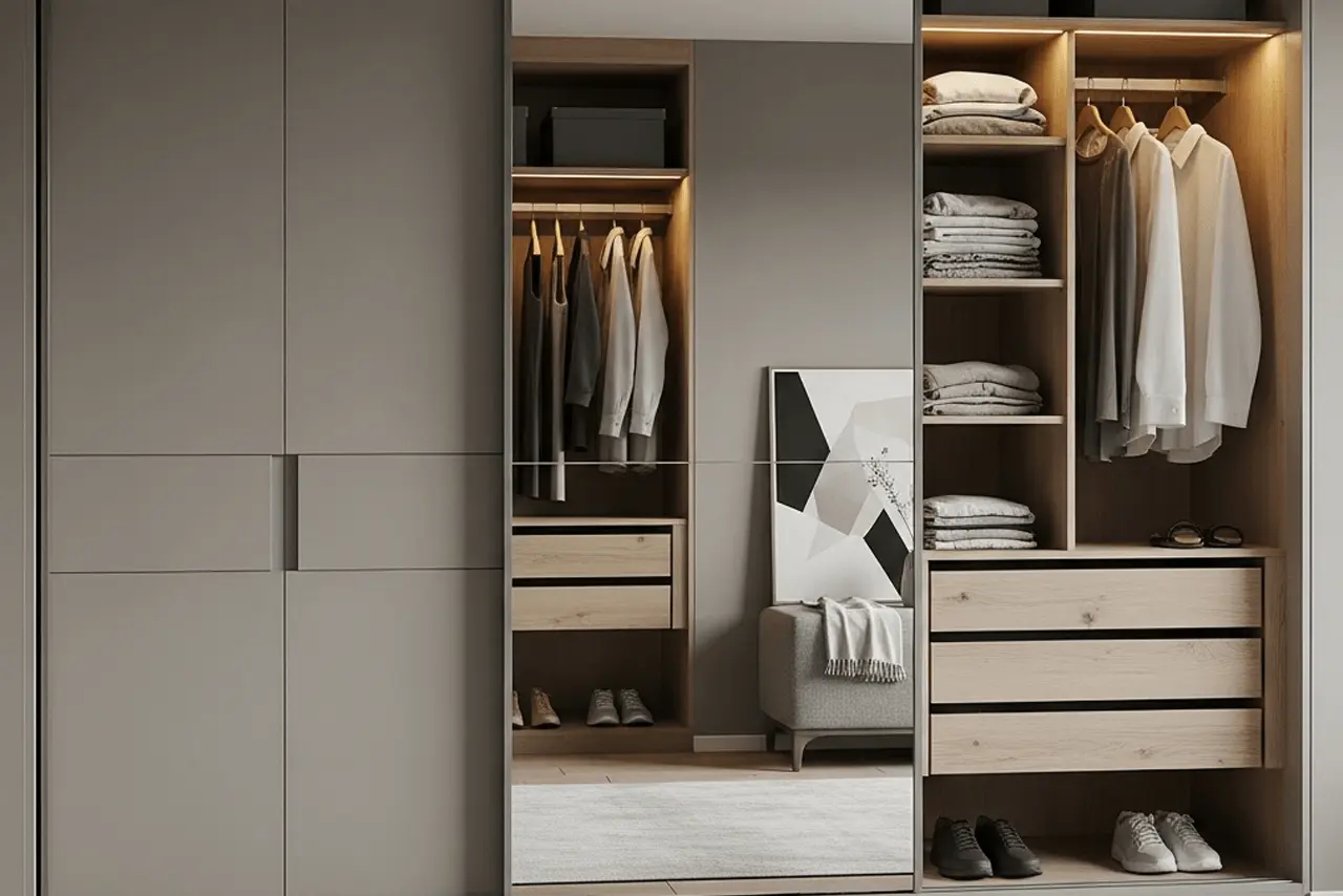 Fitted bedroom wardrobes in Birmingham with sliding doors and organised storage